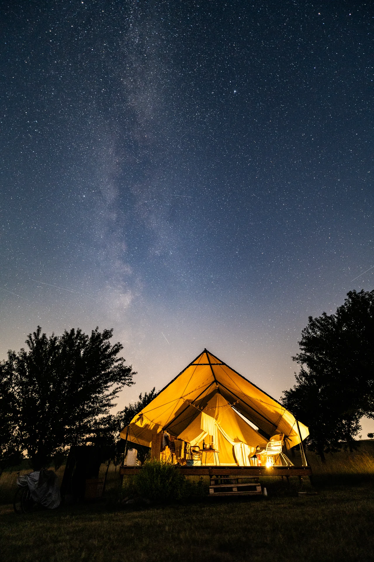 Flower strips in summer, and the glamping